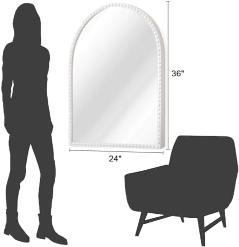 Arch Mirror for Wall, Large Bathroom Accent Mirror, Metal Beaded Frame Ornate - Image 7