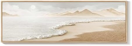Framed Boho Coastal Ocean Wall Art, Long Horizontal Beach Decor, 20x60 Inch by Cuspin