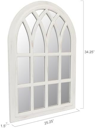 Farmhouse Window Pane Mirror, Large Decorative White Wall Mirror - Image 3
