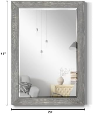 Renditions Gallery Horizontal Gray Wood Frame Vanity Body Mirror Rustic - Image 7