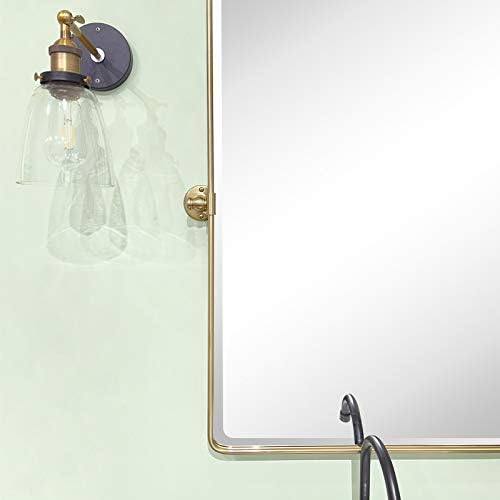 TEHOME Gold Pivot Rectangle Bathroom Vanity Mirrror Farmhouse Tiltable Rounded - Image 4