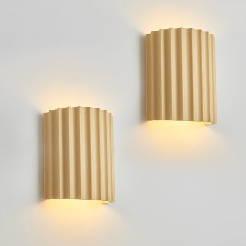 Indoor Hardwired Up and Down Cream Wall Sconce Set of 2 Modern LED 3000K by Fetason