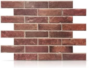 3D Faux Red Brick Wall Panels, Realistic Finish, 58.3 Sq Ft by ConcordWallcoverings
