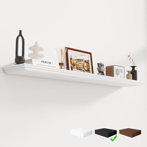 Fun Memories Floating Shelves 55 Inch Long, 9.3 Inch Deep Classic Crown Molding by FunMemories