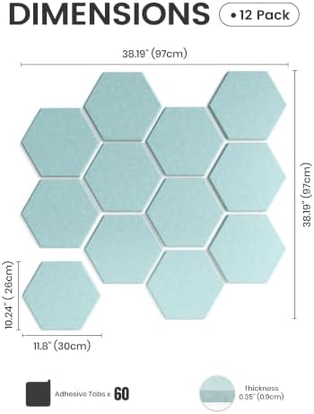 Fluxynara 12-Pack Hexagon Felt Bulletin Board Tiles, Coastal Dawn - Image 2