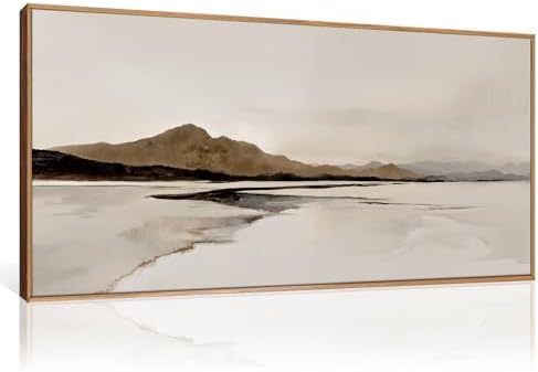 Large Netural Abstract Mountain Framed Canvas Wall Art Set -20"X40" - Image 5