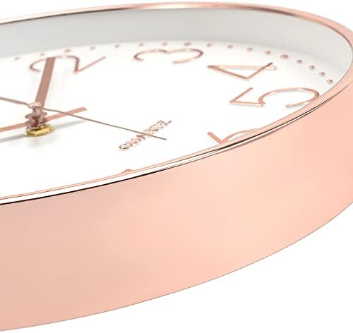 Foxtop 10" Modern Wall Clock Silent Battery Operated Rose Gold Clock - Image 6