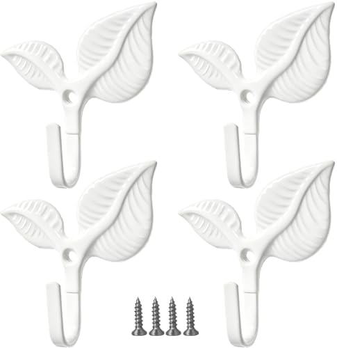 Heavy Duty Vintage Leaf Wall Hooks Set of 4 by Unknown