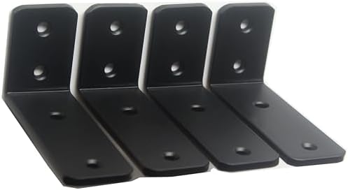4 Pack - L 4" x H 2" x W1.5, 5mm Thick Black L Shelf Bracket, Iron Shelf by MHMYDZ
