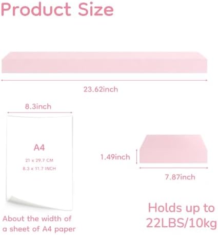 24in Pink Floating Wall Shelves, Display & Storage - Image 3