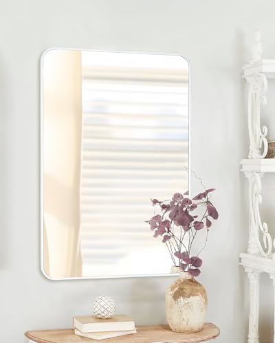 White Bathroom Mirror, 24 x 36 Inch Rectangle Wall Mirror - Image 4