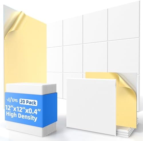 20 Pack Acoustic Panels with Self Adhesive Sound Proof Foam Panels by NEPIS