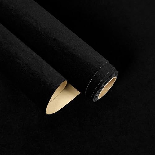 Black Velvet Wallpaper Peel and Stick Flock Drawer Liner by EaseStick