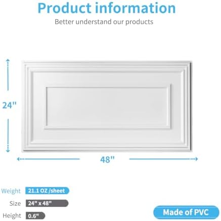 Art3d PVC Ceiling Tiles, 3D Plastic Sheet in White, 2 × 4 ft - Image 2