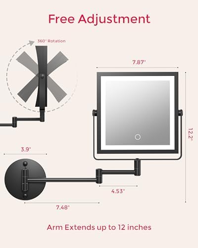 Rechargeable Wall Mounted Makeup Mirror - Image 6