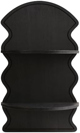 American Art Decor Black Wavy Arched Lunar Ledges Wall Shelf, Wooden 2-Tier by AmericanArtDecor