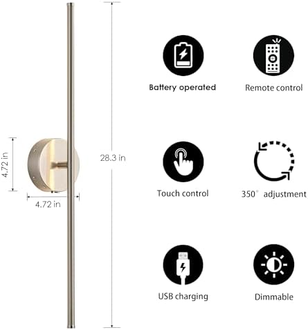 KARTOOSH Battery Operated Wall Sconces Set of Two Wireless Wall Lights - Image 5