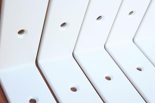 16 Pack - L 8" x H 6" x W1.5, 5mm Thick White L Shelf Bracket, Iron Shelf - Image 5