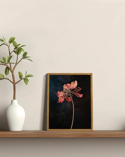 ARPEOTCY Vintage Framed Botanical Wall Art, Bedroom Bathroom Dark Dried Flower - Image 2