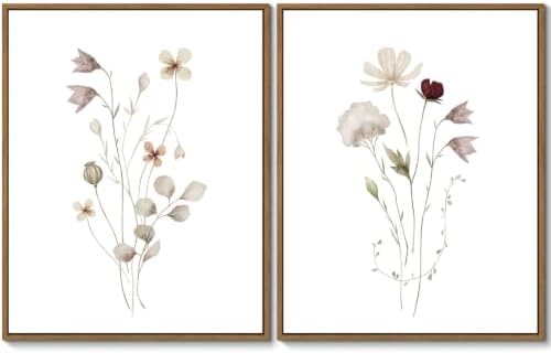 Neutral Wildflower Wall Art 11x14 Inch Watercolor Botanical Floral Painting by JOWOROLO