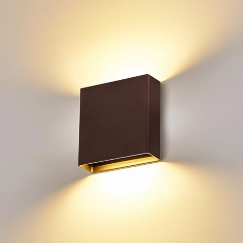 Indoor Outdoor Brown Up and Down Wall Sconce, 5%-100% Dimmable 18W, 5 Color by LUXLUCIO