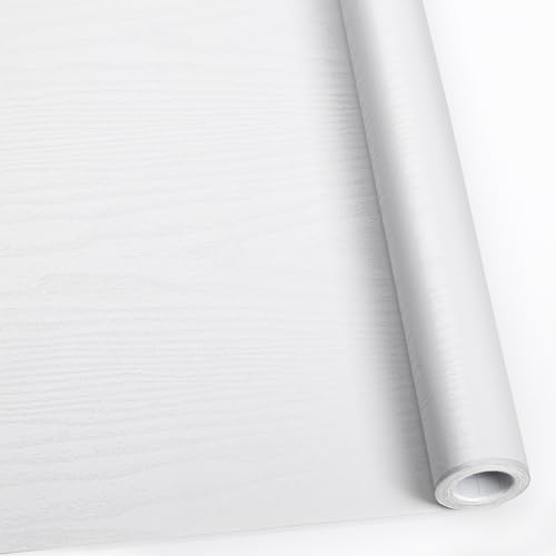 White Contact Paper Peel and Stick Wood Grain Wallpaper Easy to Install by Abyssaly