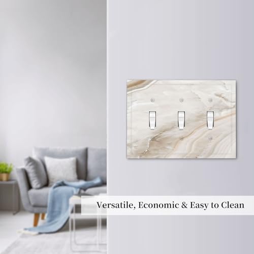 Decorative Switch Plates Beige Marble Pattern 3 Gang Wall Plate Faceplate - Image 7
