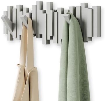Umbra Sticks Wall Mount Coat Rack, 5 Hook Retractable Pegs by Umbra