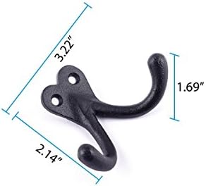 Renovators Supply Manufacturing Double Wall Hook, Cast Iron Black Powder Coat - Image 4