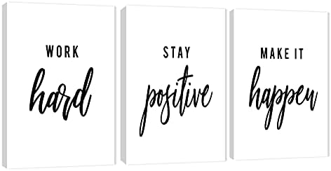 3 Piece Inspirational Wall Art, Quote Work Stay Make It Canvas Print by GUTTATYART