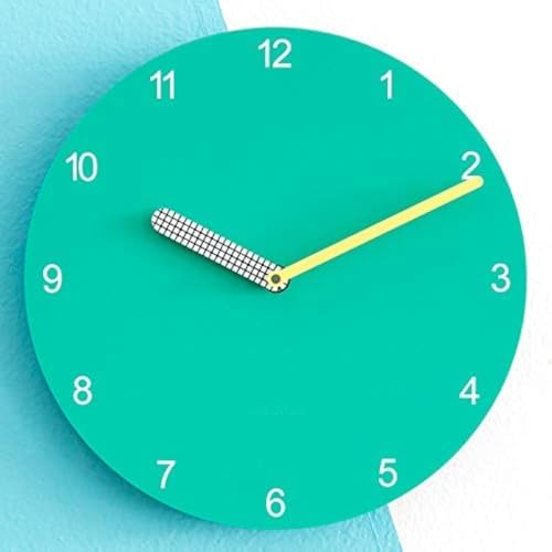 Stephanie Imports Modern Minimalist Teal & Yellow Wall Clock by StephanieImports