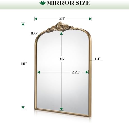 Antique Gold Arched Mirror - Image 5