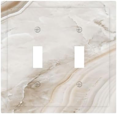 Decorative Switch Plates Beige Marble Pattern 2 Gang Double Toggle Wall Plate by Lightswitchcovers