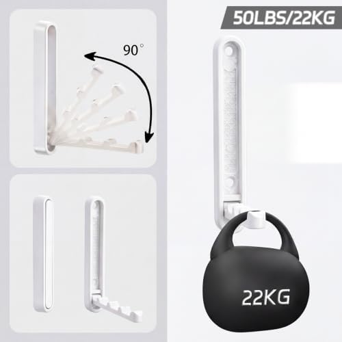 4.33 in Extended Folding Coat Hooks, 2 Pack White Wall Hooks, Zinc Alloy - Image 3