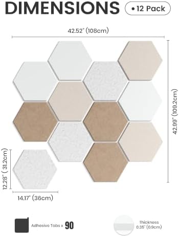 Fluxynara Extra Large 12-Pack Felt Bulletin Board Tiles, Stone Beige - Image 2
