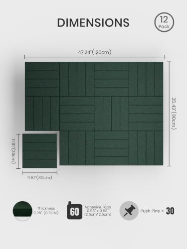 Bumusty 48" x 36" Large Cork Board Alternative, Pine Green - Image 2