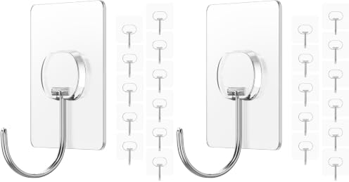JINSHUNFA Adhesive Wall Hooks 13LB Heavy Duty No Drill Large Transparent by JINSHUNFA