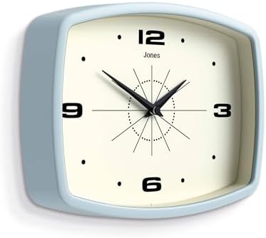 JONES CLOCKS® Movie wall Clock | Rectangular Retro Clock | 10" | Pale Blue | - Image 2