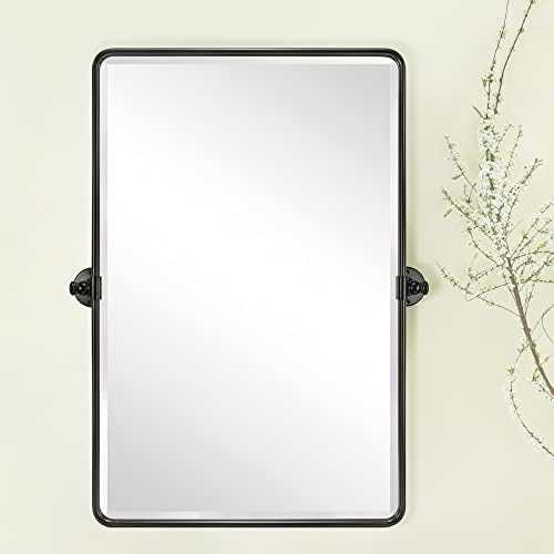 TEHOME Oil Rubbed Bronze Pivot Rectangle Mirrror Farmhouse Tiltable Rounded - Image 5