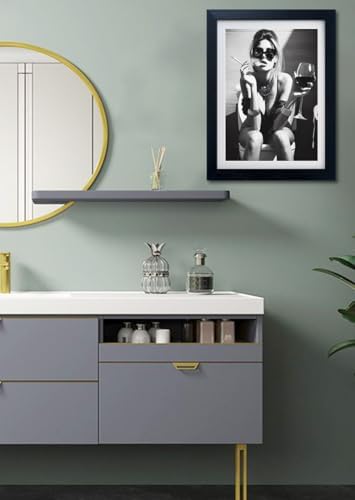 Framed Girl on Toilet Wall Decor, Woman on Toilet Smoking and Drinking Wine - Image 7