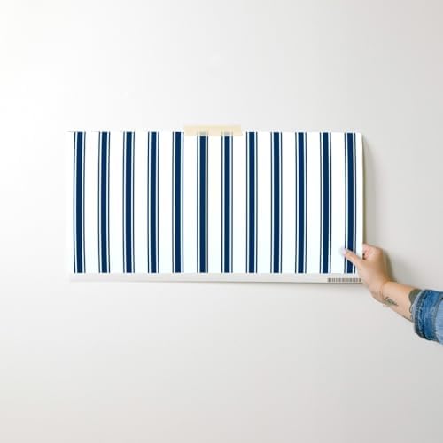 Spoonflower Navy Stripe French Peel and Stick Removable Wallpaper - Image 7