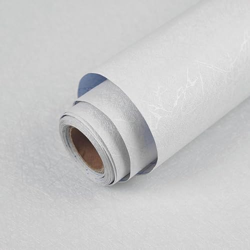 White Textured Wallpaper Peel and Stick Silk Embossed Vinyl Contact Paper by Abyssaly