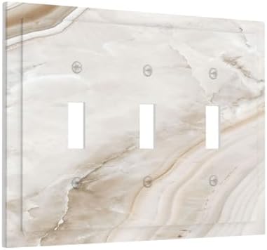 Decorative Switch Plates Beige Marble Pattern 3 Gang Wall Plate Faceplate - Image 2