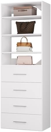 ROOMTEC Modular Closet System, 25.5" 4 Drawer Shelf Closet Tower Wall-Mounted by ROOMTEC