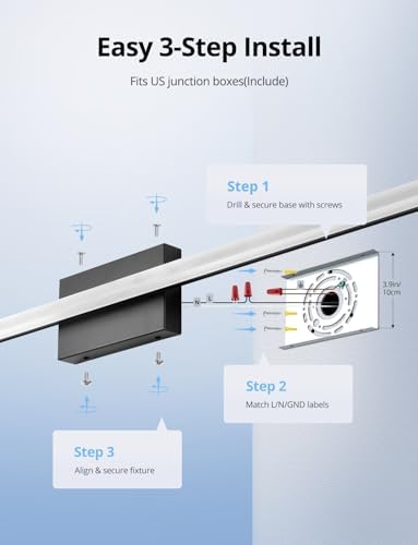 Combuh Bathroom Vanity Light Fixtures Above Mirror, Modern Wall Lamp Black - Image 7