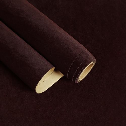 Mahogany Brown Velvet Drawer Liner Self Adhesive Flocked Velvet Fabric by EaseStick