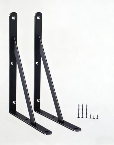 2 Pack L8 x H 6" Black Heavy Duty Shelf Brackets by MHMYDZ