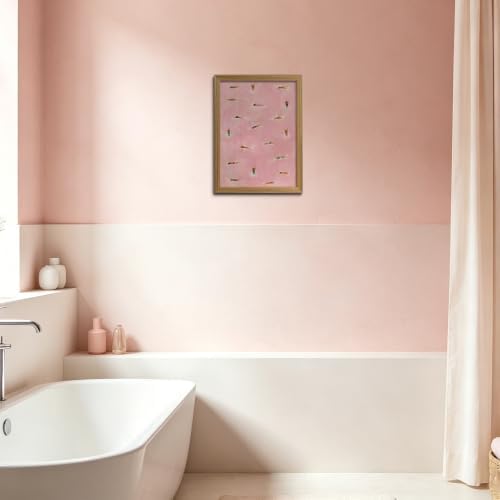 Framed Pink Swimming Pool Wall Art Summer Swimmer Canvas Print Decor - Image 2
