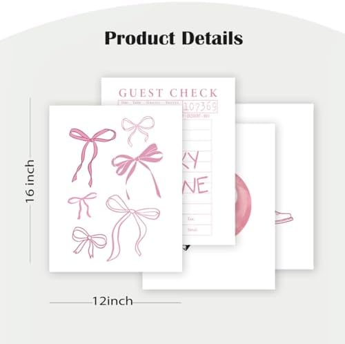 XYDEG Pink Coquette Trendy Preppy Wall Art Prints Set of 4, Coquette Room Decor - Image 2
