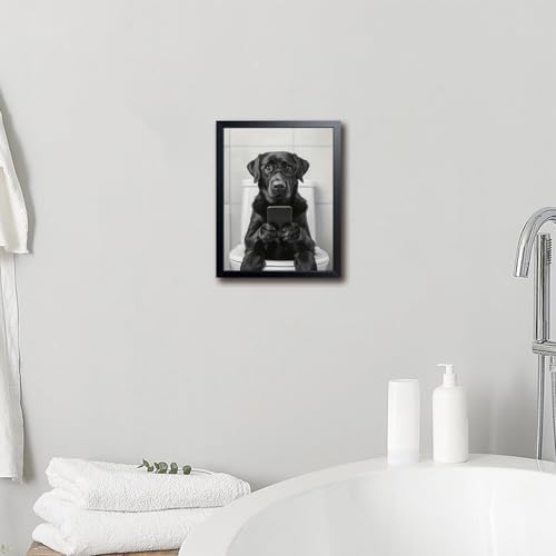 Black and White Bathroom Wall Art, Funny Labrador Dog Canvas Prints Poster - Image 6